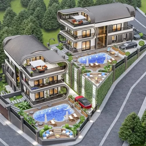 Moderní luxusní vila na prodej v Alanya-Kargıcak
