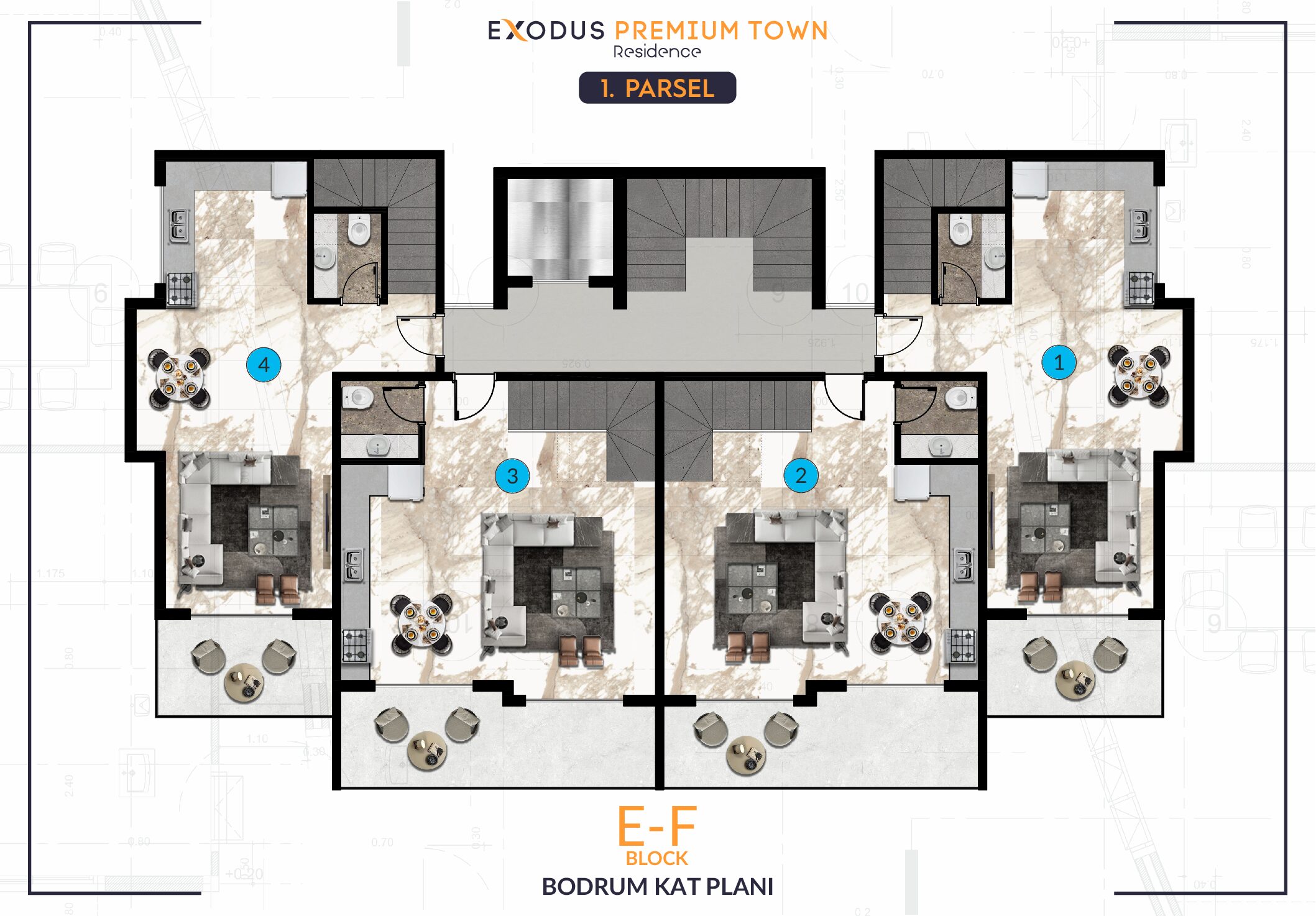 1.Parcel E-F Block Basement Floor Plan