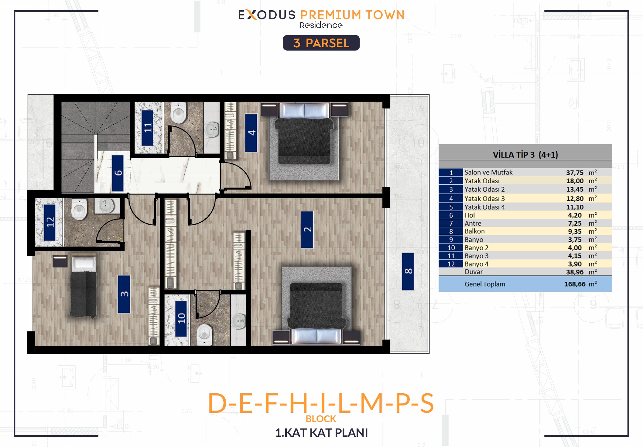 3.Parcel D-E-F-H-I-L-M-P-S Detached Villa 1.Floor Plan