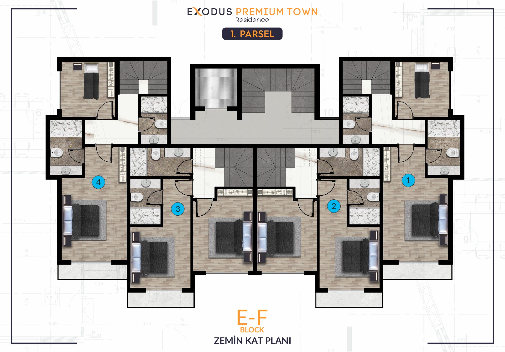 1.Parcel E-F Block Ground Floor Plan